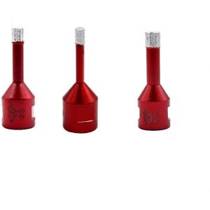 Memkey - Pack of 3 diamond drill bits 6 mm/8 mm/10 mm vacuum-brazed core bits with M14 thread for dry drilling of porcelain, tiles, granite, marble