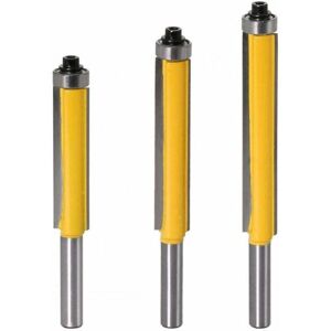YMYNY 3pcs 8mm Shank Flush Router Bit, Copy Router Bit with Top Bearing, Extra Long Woodworking Router Bit MUMU