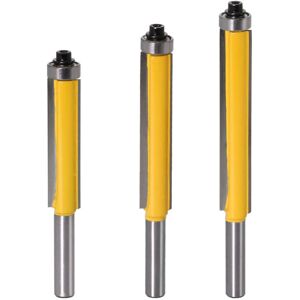 Csparkv - 3Pcs 8mm Shank Flush Trim Router Bit, Copy Cutter with Top Bearing, Extra Long Woodworking Milling Cutter