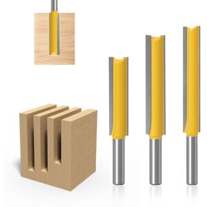 MEMKEY 3pcs 8mm Shank Straight Bit Set Carbide Wood Router Bits Woodworking Tools 3pcs Extra Long Straight Router Bit 8x12.7x50, 8x12.7x63, 8x12.7x76