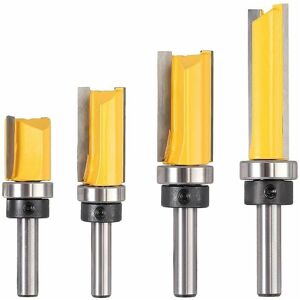 Dewdat - 4 Pcs 8mm Wood Router Cutter Copy Shank Flush Cutter Copy Router Router Groove Cutter Shank Cut Steel