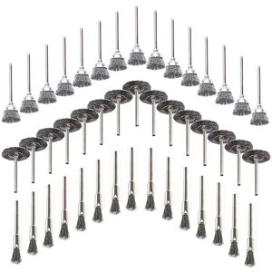 Memkey - 45pcs Wire Brushes, Stainless Steel Wire Metal Drill Rotary Brushes, for Metal for Drilling Tools, Polishing, Rust Removal, Wood Deburring