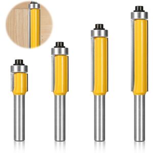 Csparkv - 4Pcs 8mm Shank Copy Cutter, Router Bit with Top Bearing, Woodworking Milling, Per Woodworking diy Flush Trim Cutting