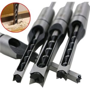 GOTRAYS 4pcs Square Hole Wood Drill Bit Set Mortise and Tenon Drill Bits Mortise and Tenon Chisels Deep Square Hole Wood Drill Bits Woodworking Hole Cutter