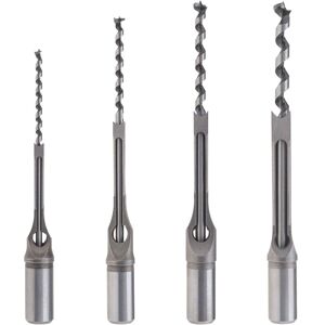 MEMKEY 4pcs Woodworking Square Hole Drill Bit Set, Wood Chisel Set 6.4mm/8mm/9.5mm/12.7mm for Carpentry, Construction, Decoration, Industry