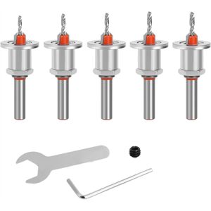 TLILY 5 PCS Countersink Drill Bit Set, Bits for Wood, Adjustable Depth
