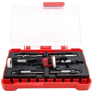 TLILY 5Pcs Countersink Drill Bit Set with Low Friction Depth Stop, HSS Tapered Bits 1/8inch,9/64inch,5/32inch,11/64inch