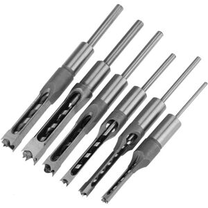 TINOR 6 Pcs Square Hole Drill Bits Set, Steel Hollow Chisel Woodworking Tools Set for Square Hole Saw Wood Drill Bits Square Hole Drill Bit Mortising