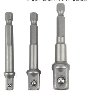 Linghhang - Point to 1/4, 1/2, 3/8 Square Drive Adapter - 3 Pieces Hex Socket Adapter Socket Wrench Nut Set Extension Connecting Rod for Cordless