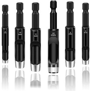 TLILY 6Pcs Hollow Punch Set Drill Bits -Leather Hole Tool Flexible Bit Extension Hexagonal Handle