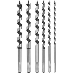Tinor - Auger Wood Drill Bit, 6 8 10 12 14 16mm Hex Shank Extra Long Wood Twist Auger Drill Bits Set