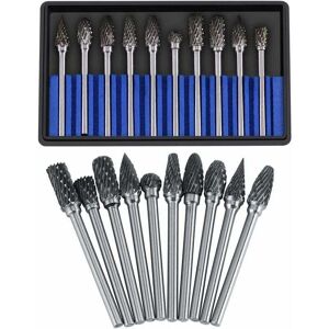 AlwaysH Carbide Burr Set Rotary Files Tungsten Steel 10pcs Cutter Head Diameter for 3mm Shank 6mm Shank Drill Bit Carving Metal Cutting Polishing