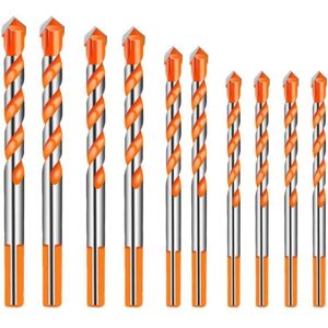 Yozhiqu - ccykxa 10Pcs Tungsten Carbide Masonry Drill Bit Set for Ceramic Porcelain Metal Steel (6/8/10/12mm)