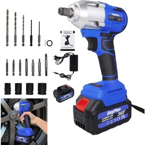 Briefness - Cordless Electric Impact Wrench Rattle Nut Gun 420Nm 2x Li-ion Battery 1/2'' Driver