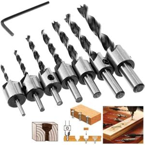 AOUGO Countersink Drill Bit Set, 8pcs hss 5 Flute Woodworking Countersink Heart Drill Bits Chamfer Cutter 3-10mm