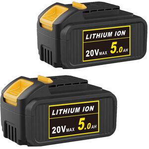 Teetok - 2Pack DCB184 18V/20V max xr 5.0Ah Li-ion Replacement Battery for Dewalt 18V Batteries Compatible for Dewalt DCB200 DCB180 DCB181 DCB182