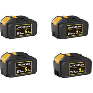 Teetok - 4Pack 5.0Ah Battery Replacement for 18V DCB184 xr Battery Replace 18V xr Cordless Tools Lithium-ion Battery DCB180 DCB181 DCB182 DCB183