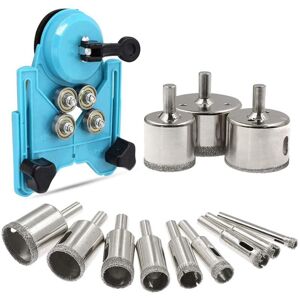 TLILY Diamond Drill Bits 6-50mm, 12-Pieces Hollow Core Bit Set with Hole Saw Guide Jig Fixture for Ceramic, Glass,Marble