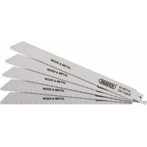 Draper - Bi-metal Reciprocating Saw Blades for Multi-Purpose Cutting, 225mm, 10tpi (Pack of 5) (38754)
