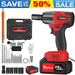 Briefness - Electric Impact Wrench 1/2' High Torque Brushless Cordless Driver Rattle Gun Kit