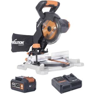 Evolution Power Tools - Evolution Cordless R185CMS-Li Compound Mitre Saw 18v Li-Ion ext (Battery & Charger & Multi-Material Blade Included)