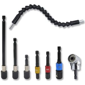 Tlily - Flexible Drill Bit Extension Set 8Pcs, Hex Shank 105°Right Angle Drill Bit Attachment, Universal Socket Adapter