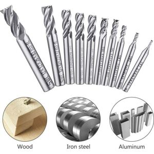 Ymyny - fliti 10pcs 4 Flute Drill Bit Set - 0.2-1.2cm hss cnc Straight Shank Drill Bit Set for Drilling Machine Tool Kit for Wood Aluminum Steel