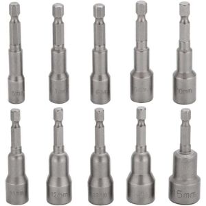 YMYNY Fliti 10pcs Impact Wrench Socket Bit Set 6-15mm Magnetic Hex Socket Set Magnetic Bit Set Drill Hex Socket Wrench Socket Set 1/4 Inch for Quick Change