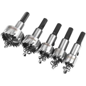 YMYNY Fliti Hole saw set, 5 pieces, hss cobalt hole saw Ø16/18.5/20/25/30 mm, high-speed steel hole saw alloy, steel, stainless steel, suitable for wood,