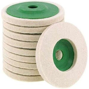 LINGHHANG Green - 10pcs Wool Felt Polishing Discs for Angle Grinder, 10cm/8mm