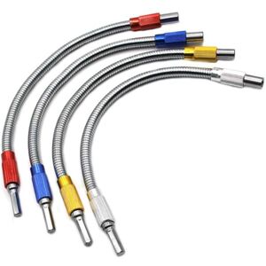 TLILY Hexagonal Shank Metal Flex Universal Extension Bit Holder, Flexible Drill Extension, (4 PCS, 4-Color)
