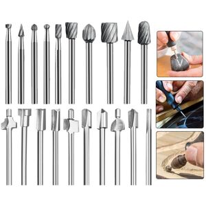 Memkey - hss Router Bits 20pcs 3mm 1/8' High Speed Steel Milling Cutter Woodworking Router Bits Accessory Set for Rotary Multitool for Dremel Foredom
