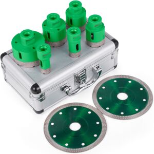 Mophorn 6 Pcs Diamond Hole Saw Set, M14 Thread Drill Core Bits, 20-68mm, with 2 Saw Blades, Silver