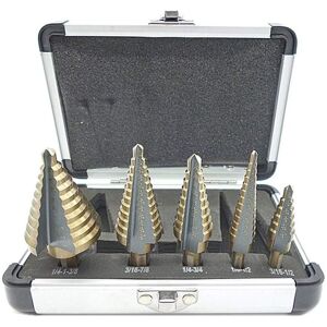 Ikodm - Pcs Step Drill Bit, Step Drill Bit, with Professional Aluminum Case, Hex Shank, with Self-Centering Pad, Precise Drilling in Steel, Metal