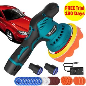 BRIEFNESS Polisher Buffer Cordless Car Polisher Buffer Sander with 6 Sandpapers, Portable Buffer Polisher Kit with 2 Pack Rechargeable Batteries, Electric