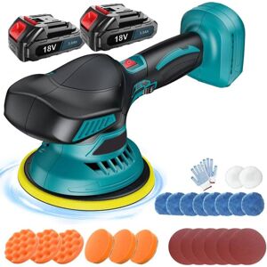Teetok - Polisher,6' Cordless Car Polisher Sander Buffer,Electric Power Polishing Machine Waxer 6-Speed With Pads accessory 21V +2x3000mAh