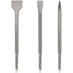 TLILY SDS-Plus Chisel Set for Rotary Hammer Drills, 3PC Masonry Concrete Drill Bit Set, Point Flat Scaling Chisels