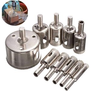 Sollbry - 10pcs 8-50mm Diamond Hole Saw Drill Bits for Glass Marble Granite