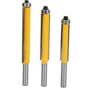 Sollbry 3pcs 8mm Shank Wood Router Bit Set with Bearing for Wood, Milling Cutter (Yellow)