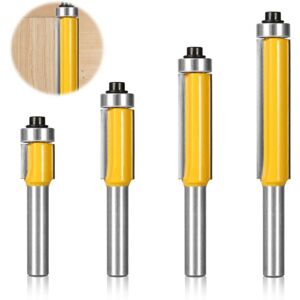 4Pcs 8mm Shank Copy Cutter, Router Bit with Top Bearing, Woodworking Milling, Per Woodworking diy Flush Trim Cutting - Sollbry