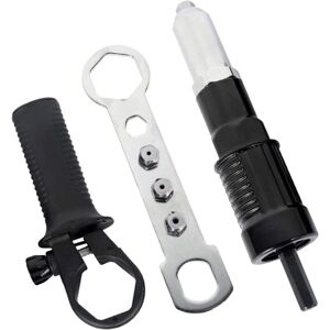 Electric Rivet Gun Adapter Rivet Drill Adapter Riveter Insert Nut Tool with 2.4/3.2/4.0/4.8mm Diameter Rivet Head and Black Handle Wrench - Sollbry