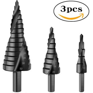 Sollbry - hss Triangle Conical Titanium Step Drill Bit with Hexagon Shank for Screwdriver Drilling on Steel Wood Plastic Brass Aluminum pvc ø 4-23mm,
