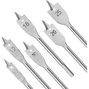 Sollbry - Pieces Flat Drill Bits Flat Drill Bits for Wood 10mm 12mm 16mm 18mm 20mm 25mm Flat Wood Drill Bit for Woodworking Silver