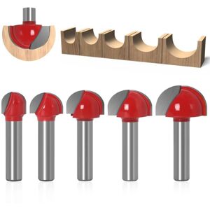 SOLLBRY Round Bottom Wood Milling Cutter, 5PCS Router Bits 8mm Shank 12/16/19/22/25.4mm Carbide End Mill Shank Groove Cutter for Router Bit Cutting Tool