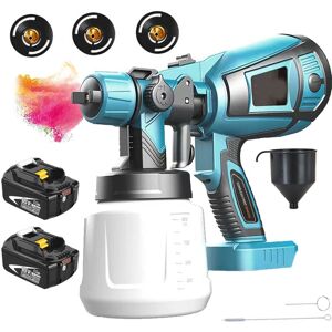 Mawiron - Spray gun, 1000ml hvlp cordless spray gun, airless spray gun+2x 5500mAh battery (without charger) - compatible with Makita battery