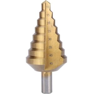 Ikodm - Step Drill Bit - 10 to 45 mm - hss Steel - Titanium Coated - Conical Point - For Power Tools - RWBricolage / Hand & Power Tools / Power Tool