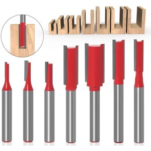 YMYNY Straight Router Bit, 7pcs Carbide Router Bit, 6mm Shank Router Bit, Multifunctional Router Bit, LOY Woodworking Tool