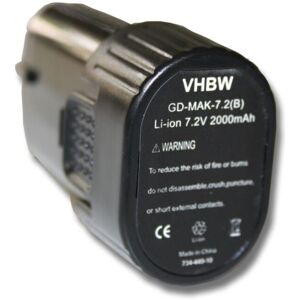 Vhbw - Battery compatible with Makita GN900SE, DF010D, DF010, DF010DSE, DF010DS, GN900, DF010DZ, GN900S Power Tools (2000 mAh, Li-Ion, 7.2 v)