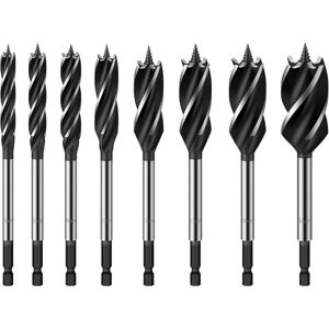 Tinor - Wood Drill Bit Reaming Drill Wood Auger High-Carbon Steel Fast Cut Woodworking Drill Bit Set 8pcs 10mm,12mm,14mm,16mm,20mm,22mm,25mm,32mm