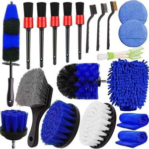 ZVD 20 Kit Nettoyage Voiture avec Brosse Jante Voiture,Brosse Perceuse,Gant Microfibre Chiffon Microfibre Voiture,Brosse Métallique Nettoyage Voiture